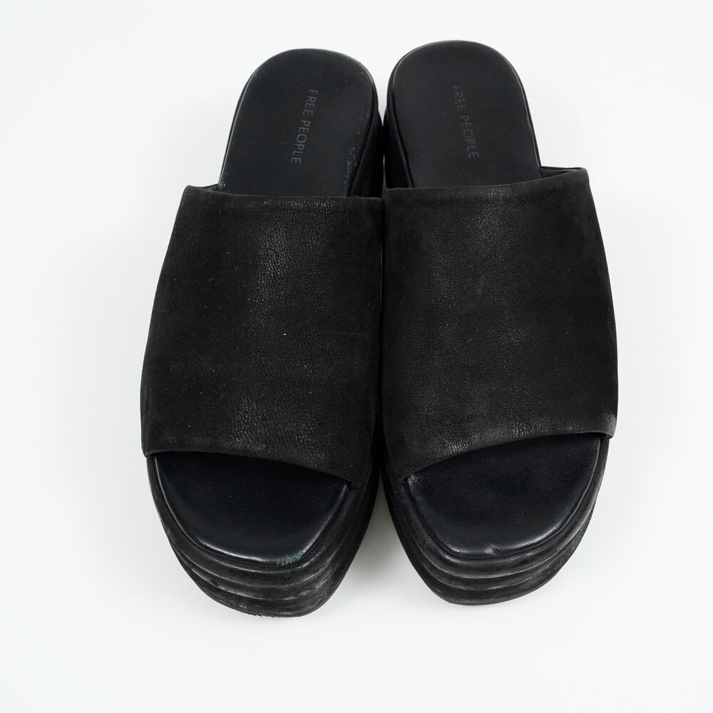 Free People Harbor Black Platform Slide Sandals Size EU 38 US 7.5-8 - Picture 3 of 10